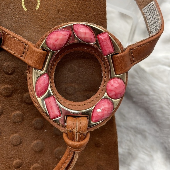 Vionic Ricci Brown Leather Rhinestone Sandals Size 8 - Picture 5 of 6